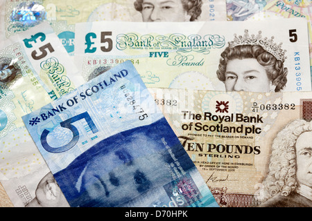 Livres sterling de scottish banques et banque d'angleterre Banque D'Images