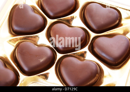 Forme de coeur chocolats en boîte. Banque D'Images