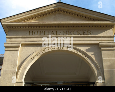 Ancienne entrée de l'hôpital Neker-Enfants Malades,Université de Paris,France,premier hôpital pédiatrique dans le monde Banque D'Images