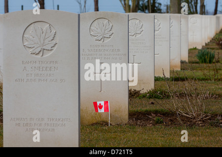 Cimetière canadien de la deuxième guerre mondiale (1939-1945) à Beny-sur-mer, Normandie, France Banque D'Images