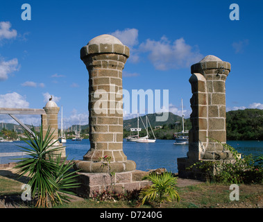 Voilerie piliers, Nelson's Dockyard, English Harbour, Antigua Banque D'Images