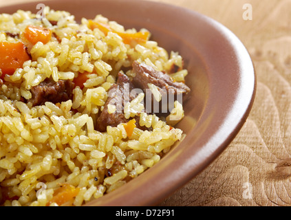 Pilaf oriental traditionnel.close up Banque D'Images