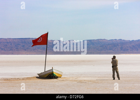 Photographie touristique chott El Jerid (lac Salé), près de Tozeur, Tunisie Banque D'Images