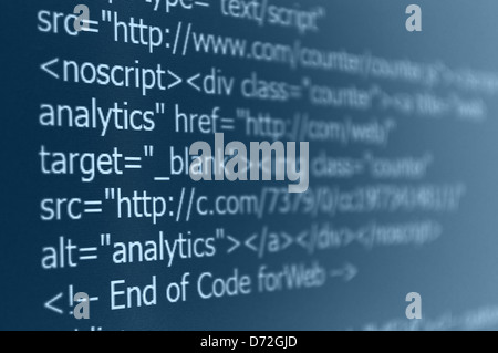 Gros plan du site Web Code sur l'écran LED de l'ordinateur Banque D'Images