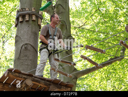 Berlin, Allemagne, high ropes course dans la Vierge Heath Banque D'Images