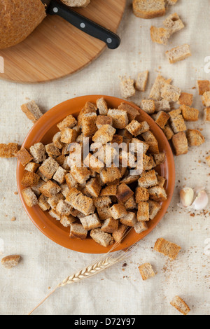 Biscottes de pain blanc, vue du dessus, de l'alimentation Banque D'Images