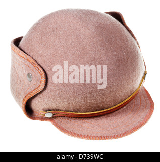 Avis chapeau mou ushanka avec pic pac isolé sur fond blanc Banque D'Images