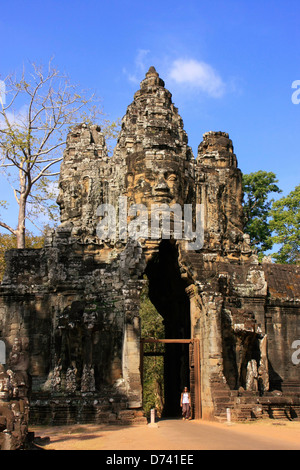 Porte Sud d'Angkor Thom, Angkor, Siem Reap, Cambodge Banque D'Images