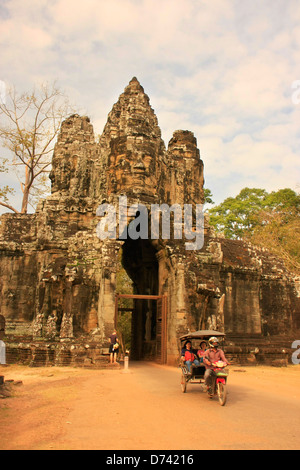 Porte Sud d'Angkor Thom, Angkor, Siem Reap, Cambodge Banque D'Images