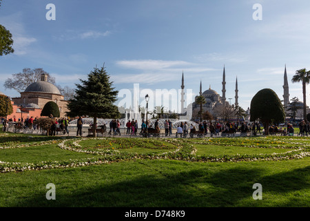 Vue depuis Sultanahmet park à proximité de Sainte-sophie, Istanbul, Turquie. Banque D'Images