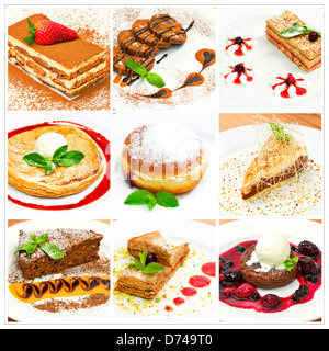 Collage avec différents desserts sucrés Banque D'Images