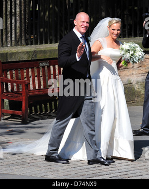 Mike Tindall et Zara Phillips le mariage de Zara Phillips et Mike Tindall à Canongate Kirk Édimbourg, Écosse - 30.07.11 Banque D'Images