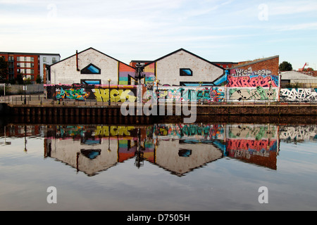 Street Art , graffiti, Pomona, quais Salford Quays, Old Trafford, Manchester, UK Banque D'Images