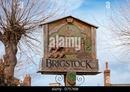 Panneau du village Brigstock Banque D'Images