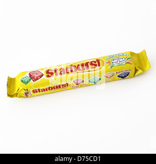 Sachet de bonbons Starburst sur fond blanc Banque D'Images