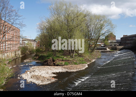 Kelham Weir sur la rivière Don à Sheffield, Angleterre, zone industrielle de la ville intérieure, beauté urbaine Banque D'Images