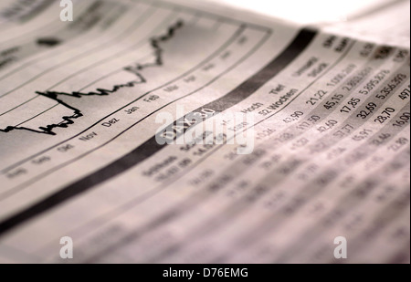 La baisse de l'indice boursier DAX dans un journal allemand Banque D'Images