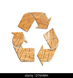 Logo de recyclage à partir de bois avec Clipping Path Banque D'Images