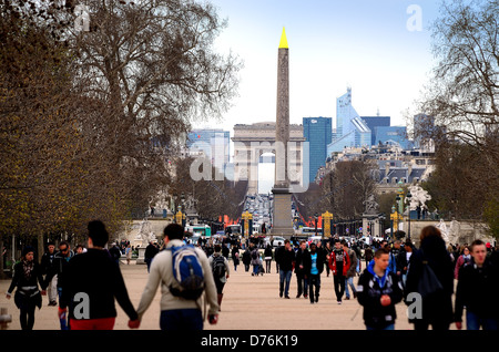 Champs Elysées Place de la Concorde Paris France Banque D'Images