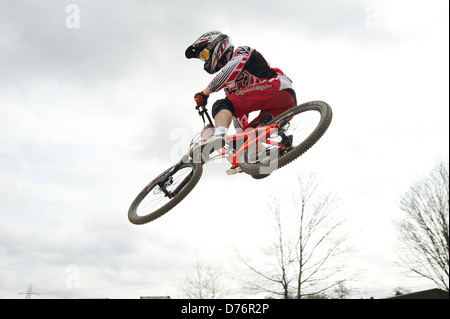 Stunt Biker rider BMX Park Banque D'Images