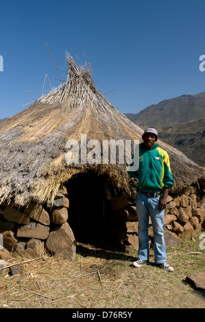 Cabane de stockage,malealea,village,Afrique Lesotho Banque D'Images