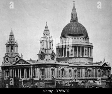 Début d'Autotype la Cathédrale St Paul, Londres, Angleterre, Royaume-Uni, 1880 Banque D'Images