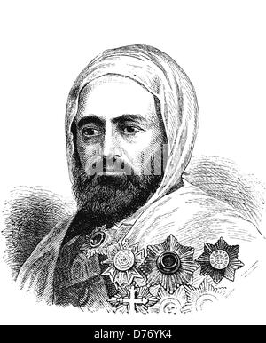 Abd el-Kader ou Abd al-Qadir, 1808 - 1883, le combattant de la liberté, gravure sur bois, vers 1880 historique Banque D'Images