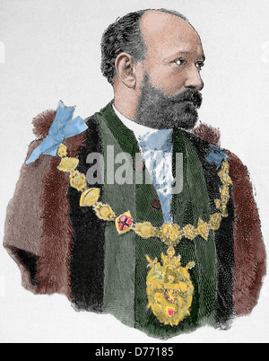 Augustus Harris (1852-1896). Acteur, dramaturge et homme d'affaires. Dans la gravure illustration artistique, 1896. De couleur. Banque D'Images