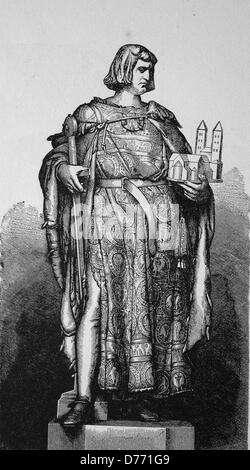 Henri le Lion, 1129 - 1195, duc de Saxe et de Brunswick, gravure sur bois de 1880 Banque D'Images