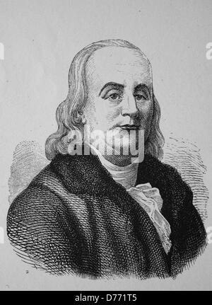 Benjamin Franklin, 1706 - 1790, l'un des fondateurs des États-Unis d'Amérique, l'inventeur de le paratonnerre, historique Banque D'Images