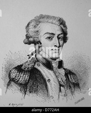 Marie Josef Paul de Lafayette, 1757 - 1834, homme politique français, historique gravure sur bois, vers 1880 Banque D'Images