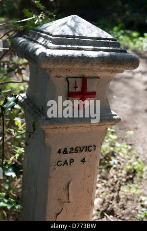 Corporation de la ville de Londres de l'impôt sur le charbon devoir poster avec bouclier de la ville de la Loi concernant les droits sur le charbon '1845' Colley Hill Bridle Path Reigate Surrey Banque D'Images