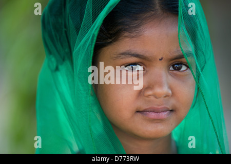 Indian girl Shalini avec voile l'Andhra Pradesh en Inde du Sud Banque D'Images