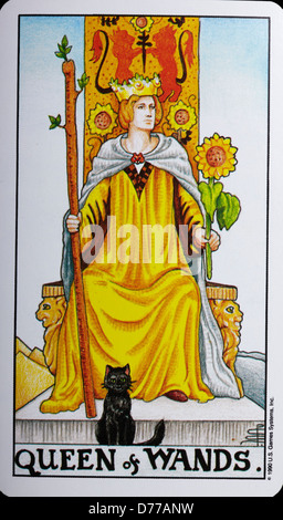 Signification de la carte de tarot de la Reine des baguettes : Confiance & Courage