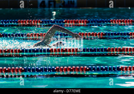 Début de course olympique, homme, nageurs, dans le stade. Atlanta 1996. Banque D'Images