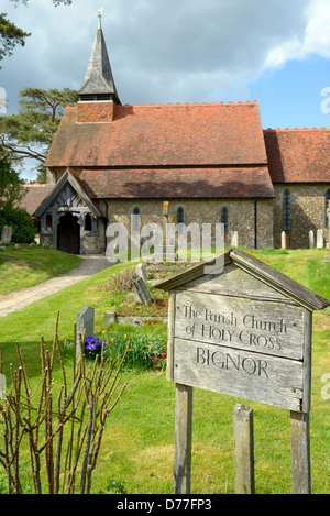 L'église paroissiale de Sainte Croix dans le village de Bignor dans le parc national des South Downs, West Sussex, UK Banque D'Images