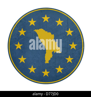 L'Union européenne touche Moldova isolé sur fond blanc. Banque D'Images