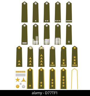 Les grades militaires et de l'insigne du monde. L'illustration sur un fond blanc. Banque D'Images