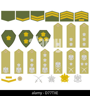 Les grades militaires et de l'insigne du monde. L'illustration sur un fond blanc. Banque D'Images