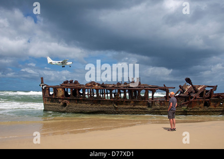 Maheno shipwreck soixante cinq Mile Beach Fraser Island Queensland Australie Banque D'Images