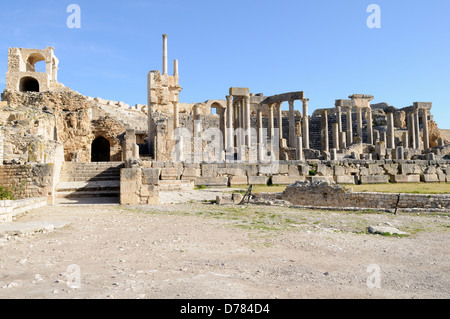 Le théâtre de Dougga ruines de la ville romaine de Tunisie Banque D'Images