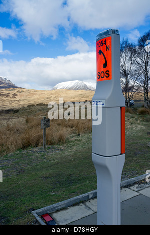 Téléphone de secours routiers SOS Highlands Scotland UK Banque D'Images