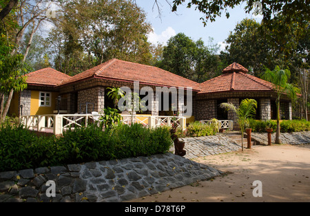 Wild chalet resort,coin repas,Bar,moka,village,kanha national park,tiger reserve, Madhya Pradesh, Inde Banque D'Images