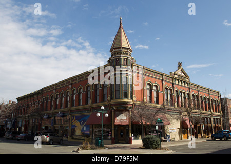 Le bâtiment Davidson 1889 Phoenix Block a survécu à l'incendie de 1889 lorsque la plupart du centre-ville de Washington d'Ellensburg brûlé. Banque D'Images