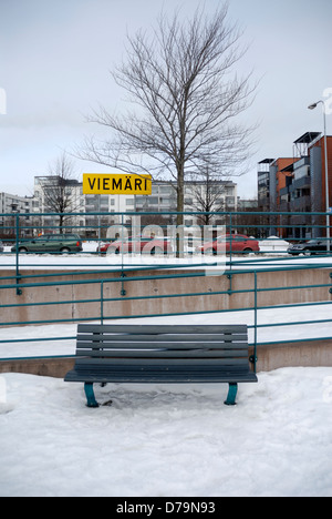 Quartier de Ruoholahti dans la neige, Helsinki, Finlande Banque D'Images