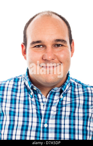 Portrait d'un homme souriant, isolé sur fond blanc Banque D'Images