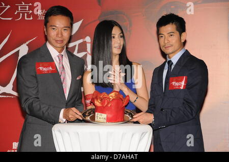 Aaron Kwok et Charlie Yeung à la conférence de presse de Noël rose à Shenzhen, Guangdong, Chine le lundi 29 avril 2013. Banque D'Images