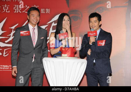 Aaron Kwok et Charlie Yeung à la conférence de presse de Noël rose à Shenzhen, Guangdong, Chine le lundi 29 avril 2013. Banque D'Images