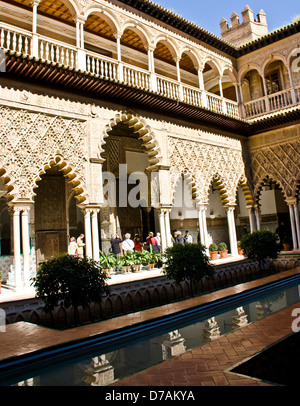 Apartment Doncellas Patio de las Alcazar Palace site du patrimoine mondial de l'andalousie Séville Andalousie Espagne Europe Banque D'Images