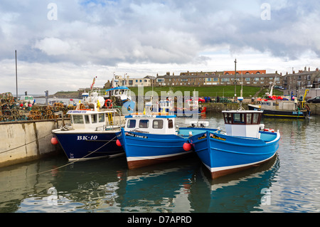 Les bateaux de pêche amarrés au port de Seahouses, Northumberland, England, UK Banque D'Images